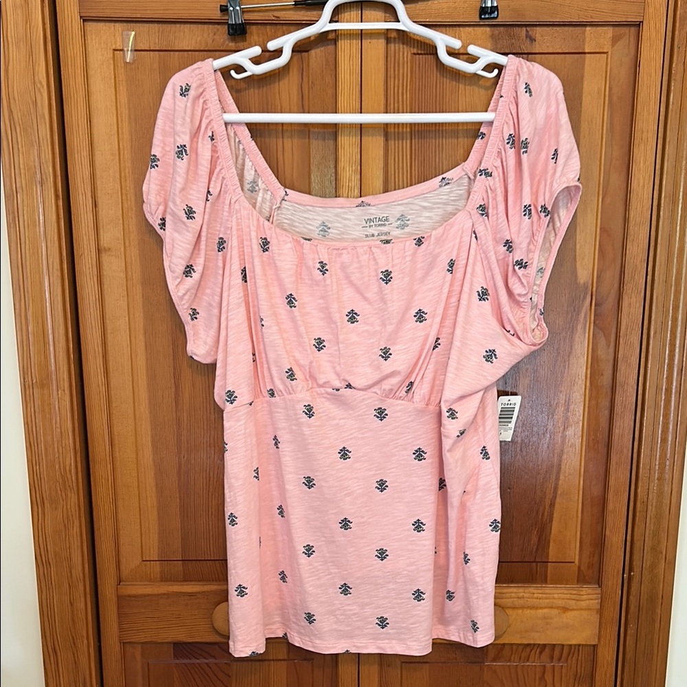 Torrid Super Soft Pink Scoop‑Neck Top Plus 5X NWT Slub Jersey Tee